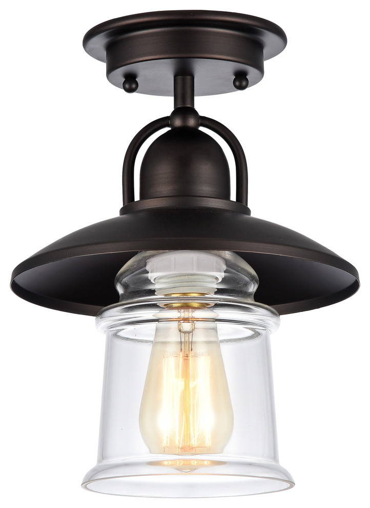 Ironclad 1 Light Rubbed Bronze Semi Flush Ceiling Fixture 9