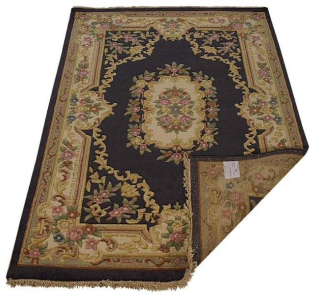 Hand Knotted Aras Wool Area Rug Oriental Light Blue, [Rectangle] 4'x6 ...