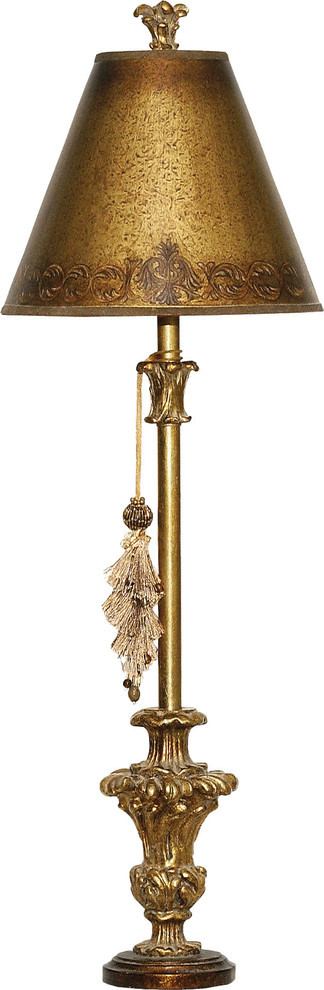 Dimond Italian Finial Candlestick Table Lamp, Gold Leaf