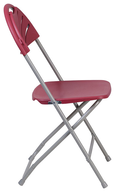 HERCULES Series Burgundy Plastic Fan Back Folding Chair, Set of 2
