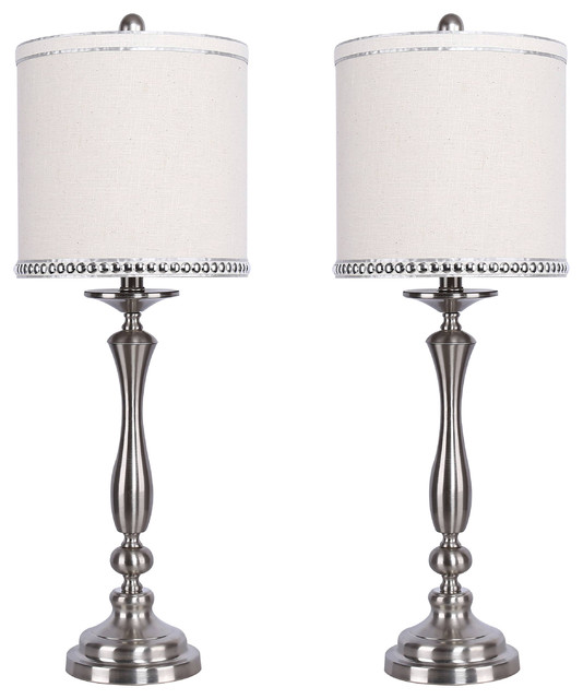 29 Modern Brushed Nickel Nailhead, Brushed Nickel Table Lamps Set Of 2