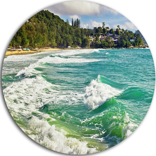 Exotic Tropical Beach Blue Waters, Beach Round Wall Art Beach Style