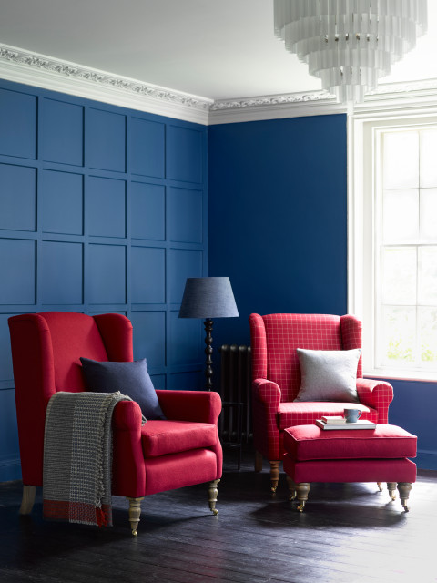 Duke Armchair and Bluebell Footstool industrial-living-room