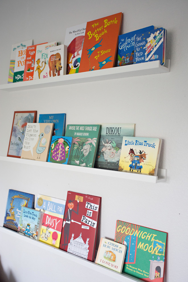 Inspiration for a bedroom and mid-sized eclectic boy carpeted kids' bedroom remodel in San Diego