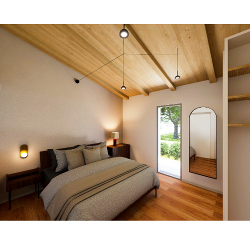 PROGETTO CON RENDER DI CASA IN LEGNO XLAM ECOSOSTENIBILE BIOCLIMATICA A MODICA