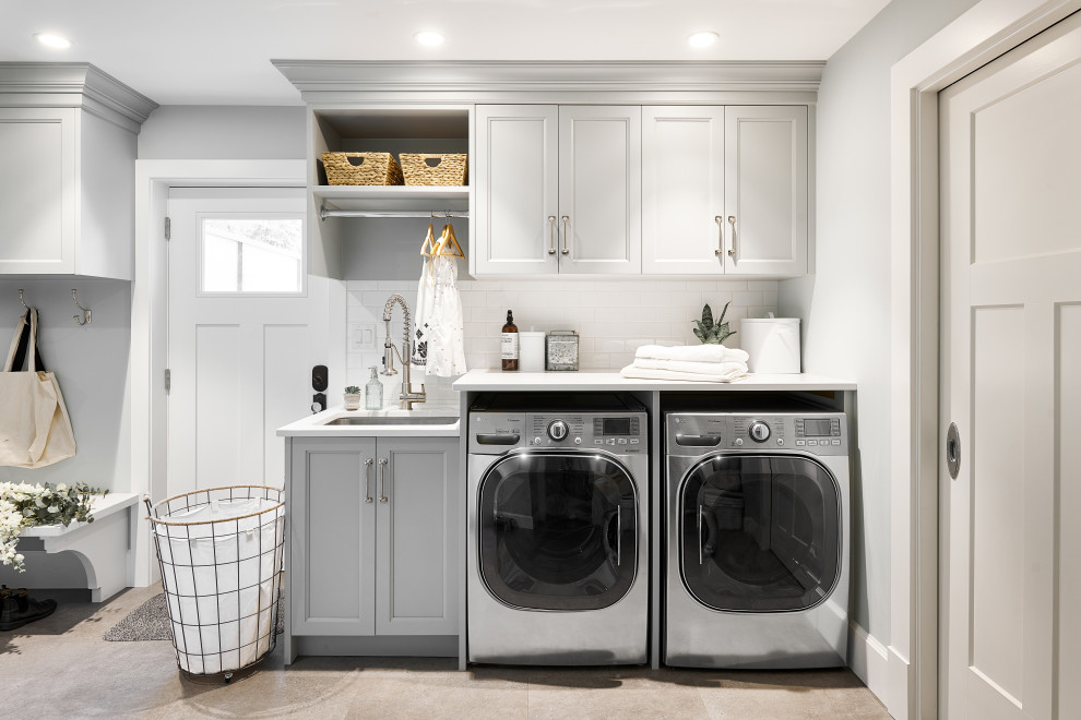 Inspiration for a timeless laundry room remodel in Vancouver
