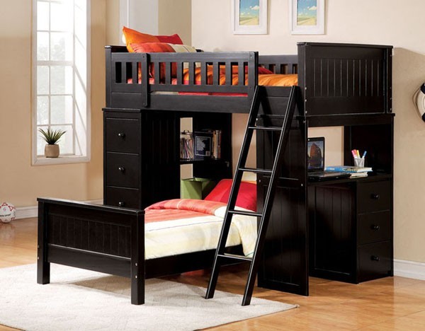 Acme Furniture - Willoughby Black Kids Twin Loft Bed With Desk - 10980-10988