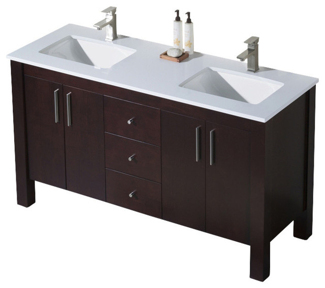 Parsons 60 Double Sink Vanity, 60 Bathroom Vanity Double Sink Quartz Top