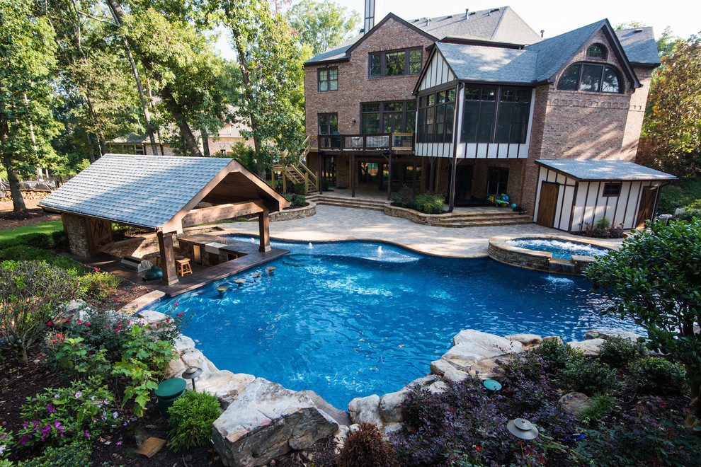 Expansive tropical backyard pool in Atlanta.
