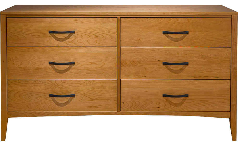 Dover 6 Drawer Double Dresser Natural Cherry Transitional