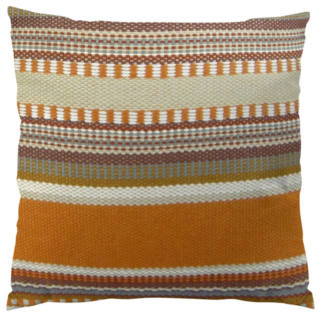 Plutus Chic Stripe Saffron Handmade Throw Pillow Contemporary