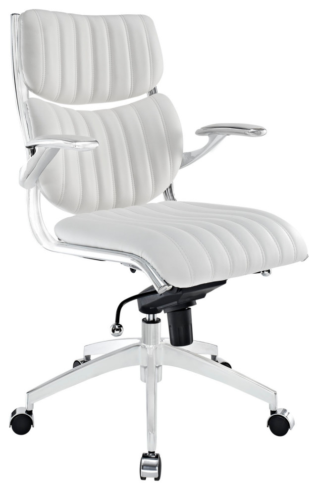 Escape Mid Back Faux Leather Office Chair, White