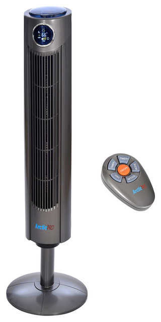 Arctic Pro Digital Screen Tower Fan With Remote Control Dark Gray Transitional Electric Fans By Shopbobbys Houzz
