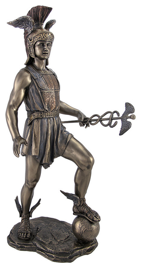 Greek God Hermes Stamping on the Earth Statue Bronzed Finish ...