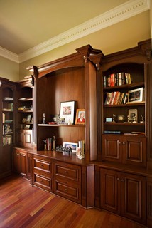 Bay Area executive home office design with mahogany custom cabinets ...