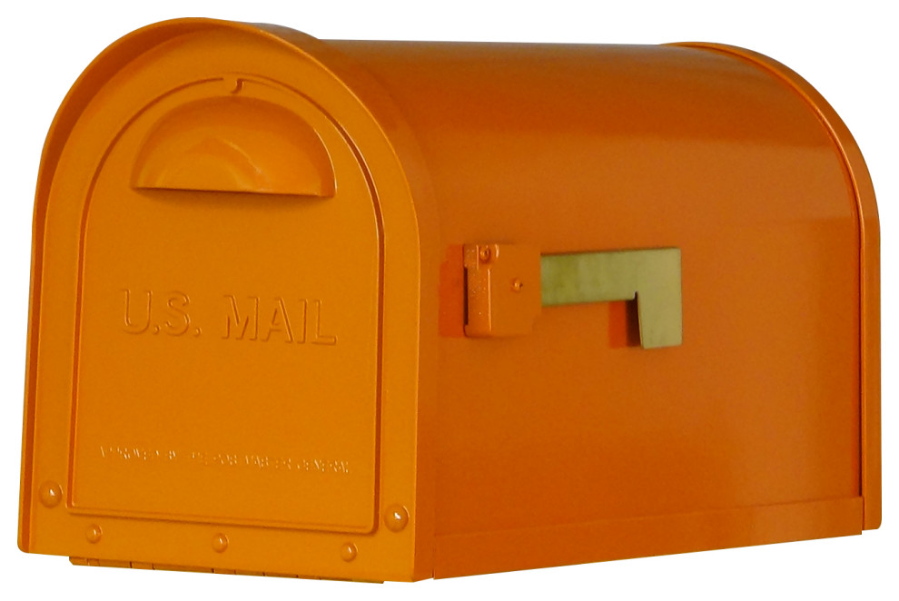Mid Modern Dylan Curbside Mailbox, Orange - Contemporary - Mailboxes ...