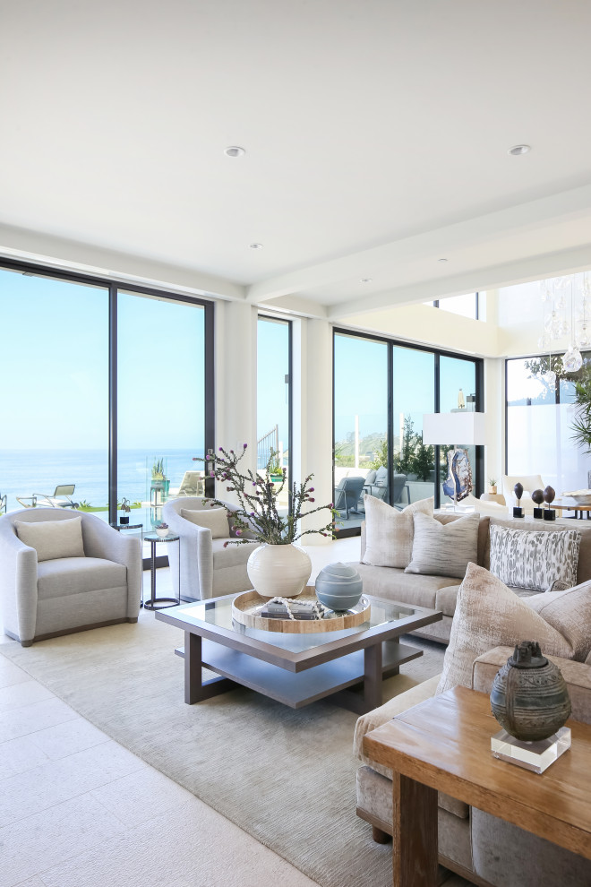 Dana Point Modern Oceanfront - Beach Style - Living Room - Orange ...