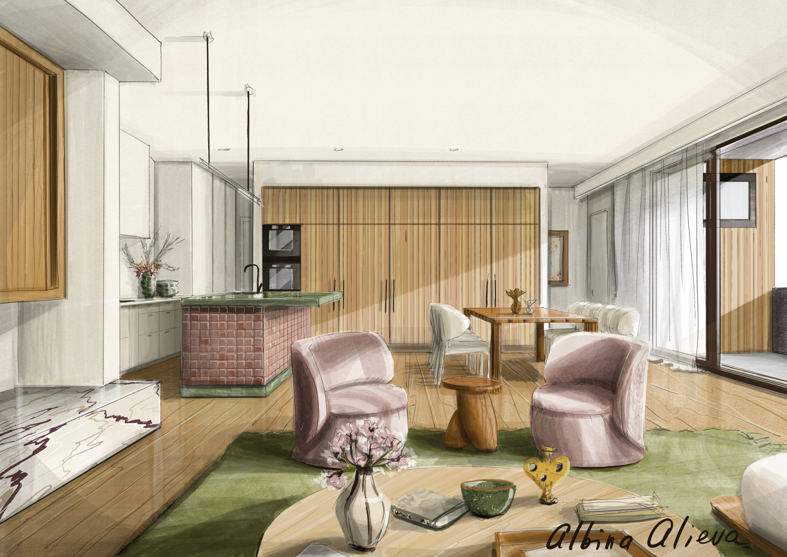 Interior Concepts – Procreate Sketches by Albina Alieva