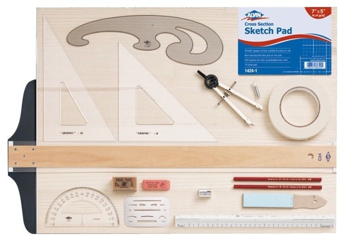 Drawing Board and Multiple Drafting Tool Set