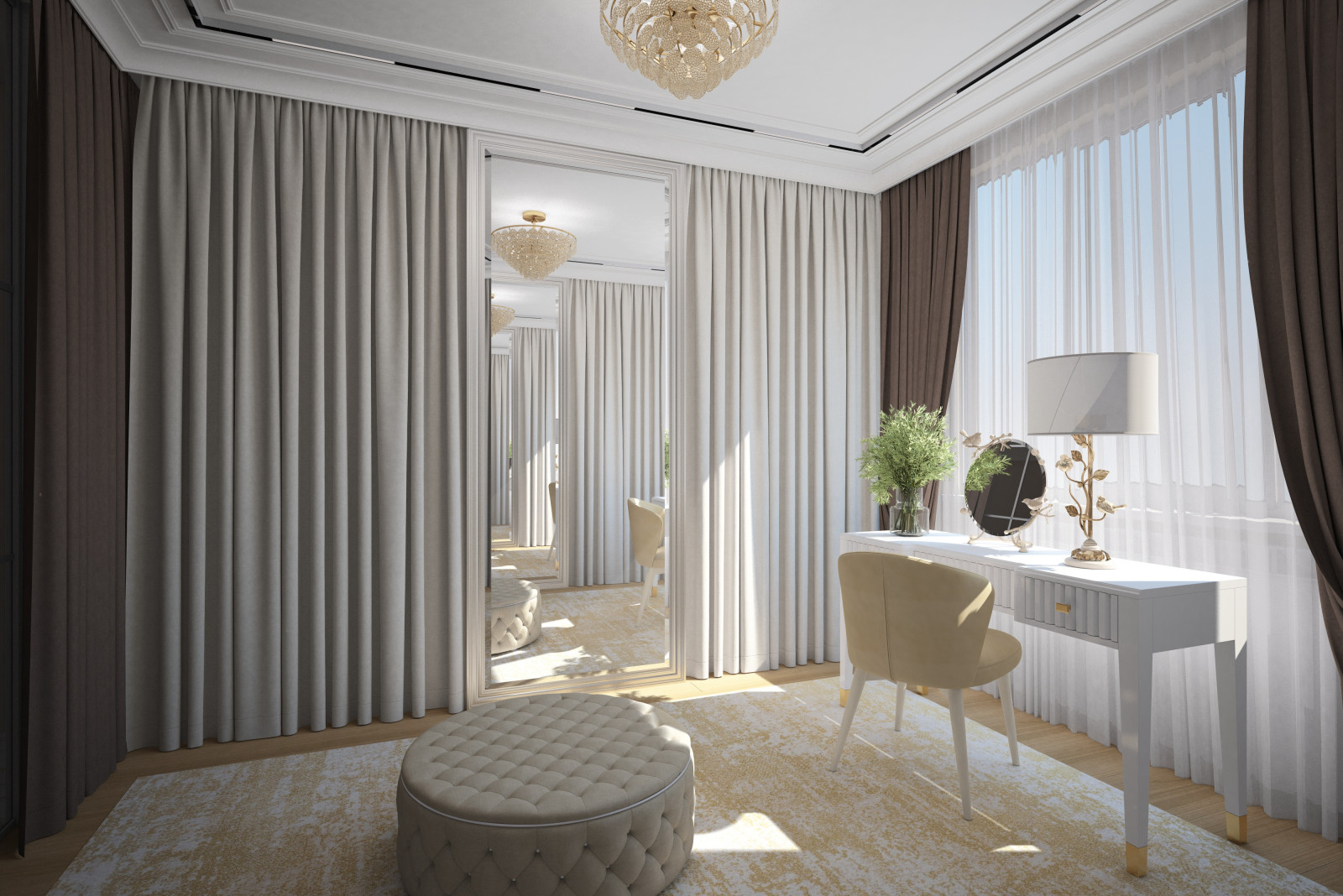 Гардеробная. Квартира в многоэтажном доме 160м2. 2 Варианта.