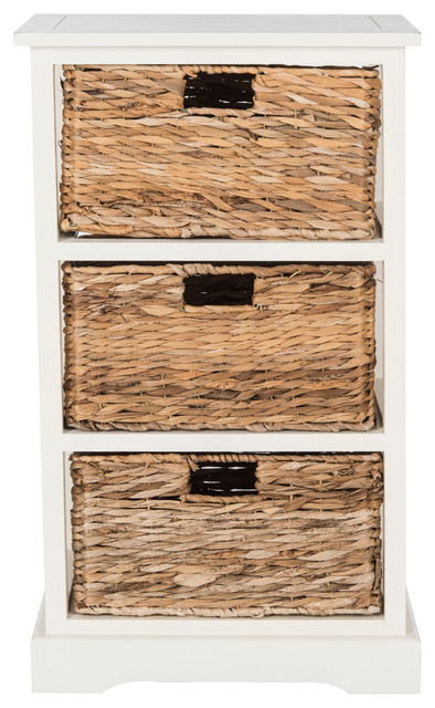Safavieh Halle 3 Wicker Basket Storage Side Table Tropical Safavieh Halle 3 Wicker Basket Storage Side Table Distressed White