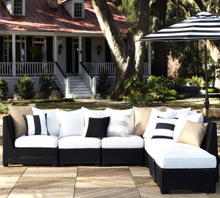Palmetto All-Weather Wicker Sectional, Black