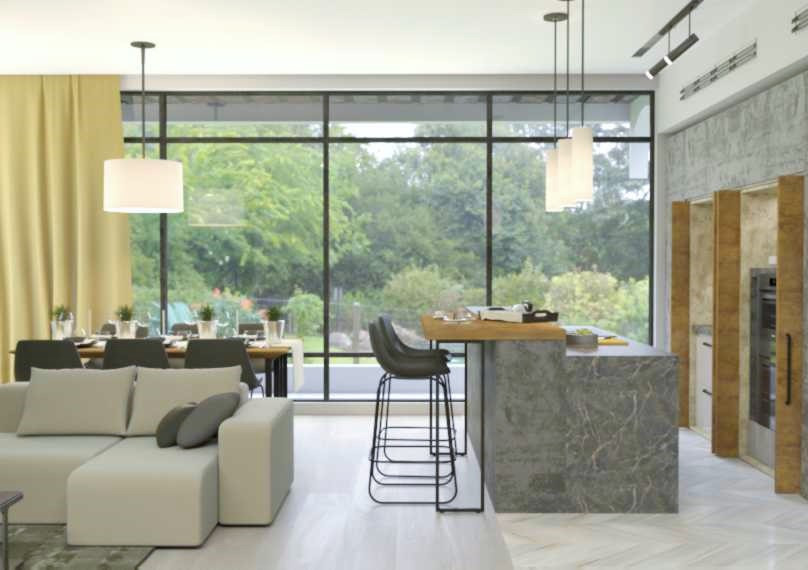 Проект гостинной  загородного дома