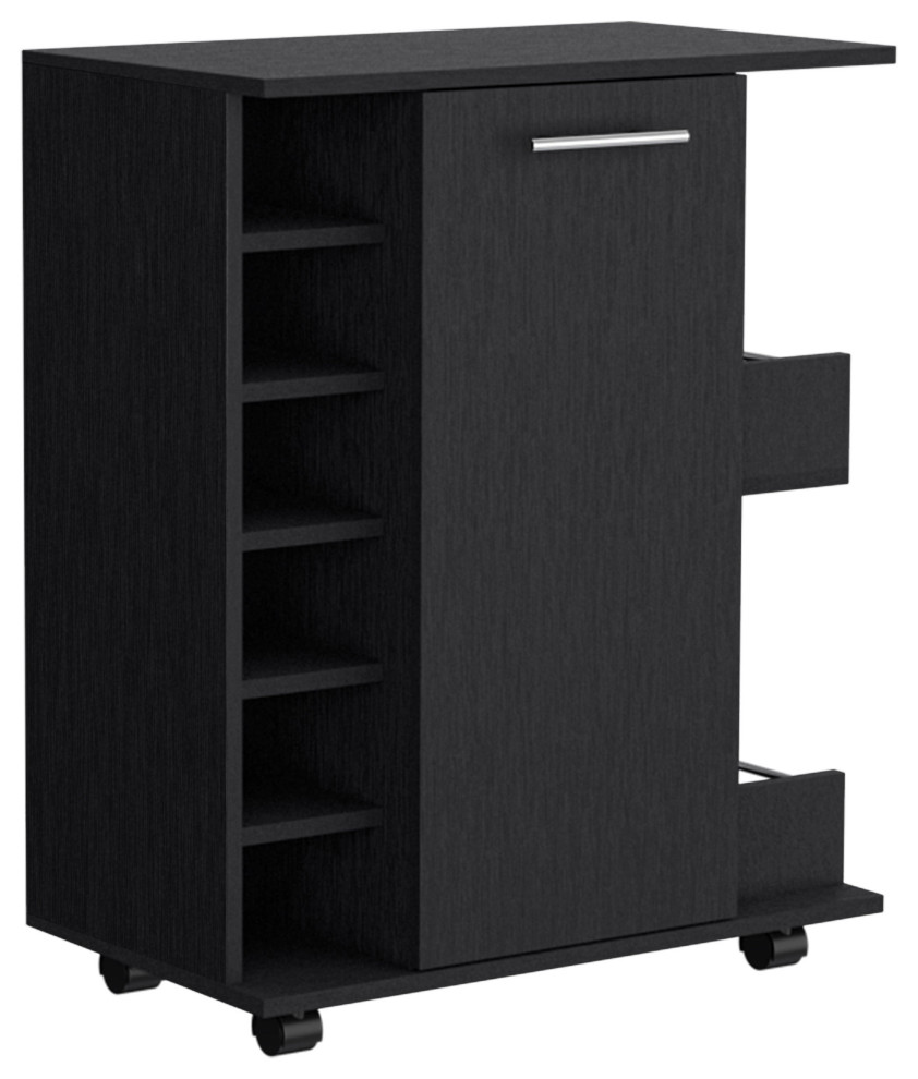 DEPOT Selden Bar Cart with Casters, 6 Builtin Wine Racks, 2