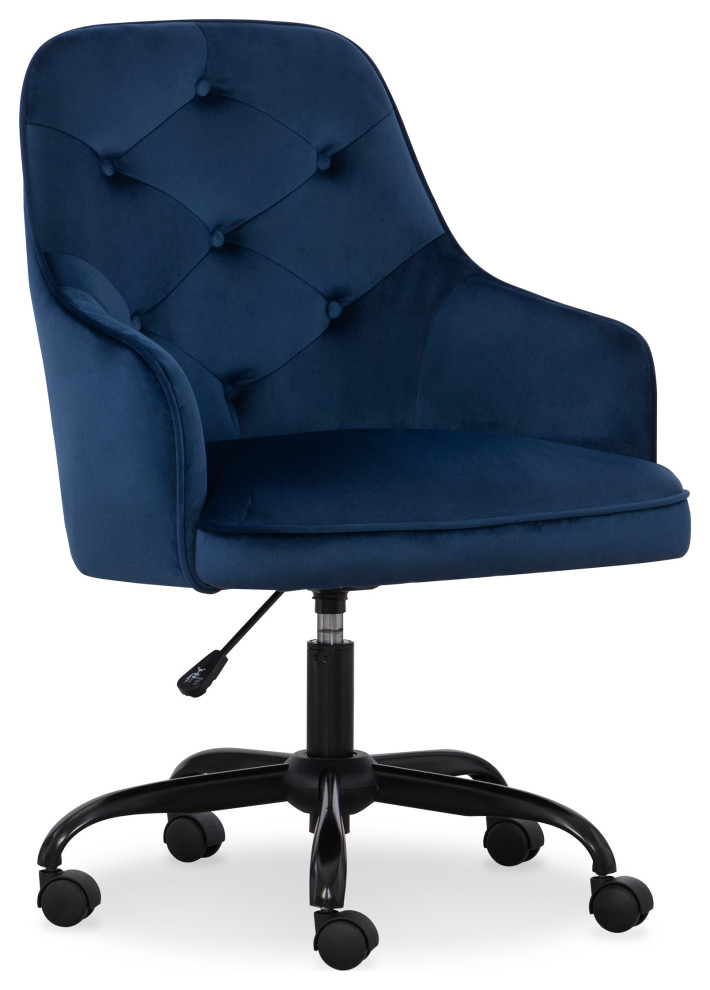 Sawyer Navy Blue Velvet Task Chair Contemporary Office Chairs by