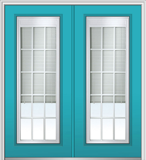Internal Mini Blinds Full Lite Fiberglass Smooth Bahama Blue Double