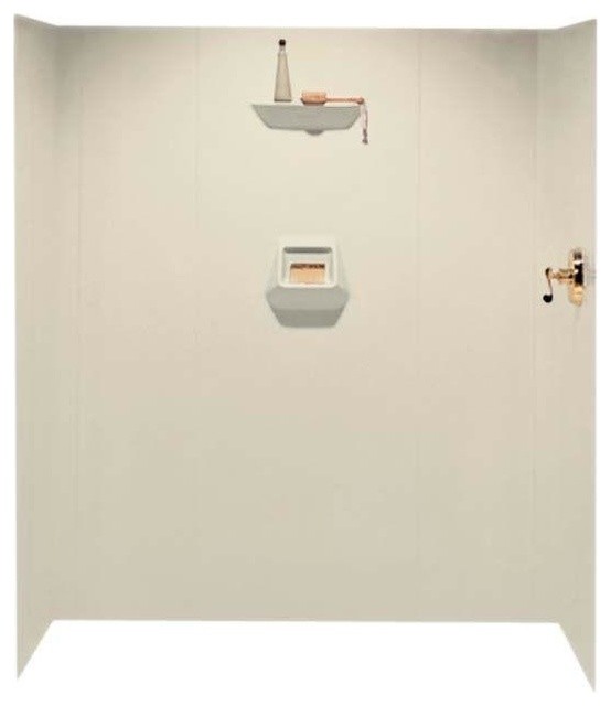 36"x60"x70" Six Piece Easy Up Adhesive Shower Wall Kit, Bone