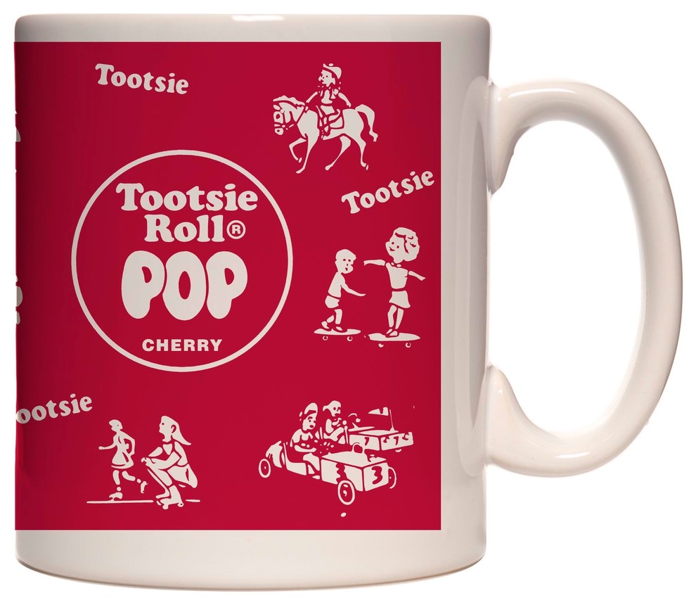 Tootsie Pop Wrapper Mug, White with Red