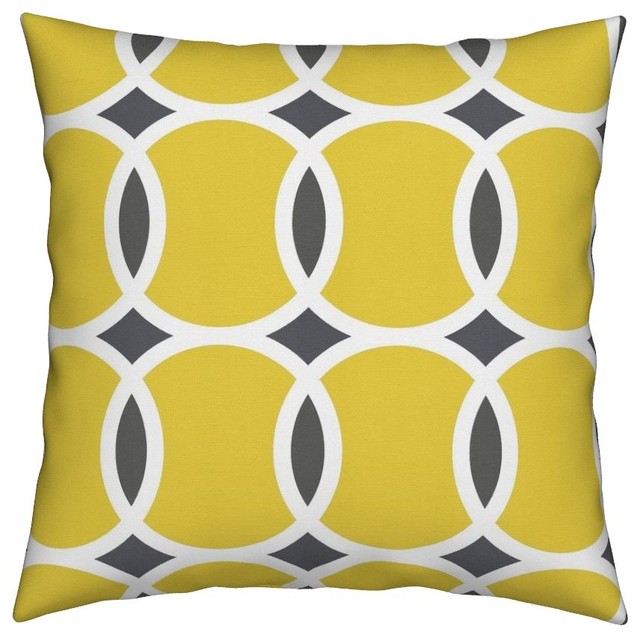 Tennis Yellow Gray Geometric Circles Summer Throw Pillow