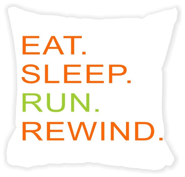 Eat Sleep Run Rewind Orange And Green Microfiber Throw Pillow Eat Sleep Run Rewind Orange And Green Microfiber Throw Pillow Contemporary Decorative Pillows By Rikki Knight Llc