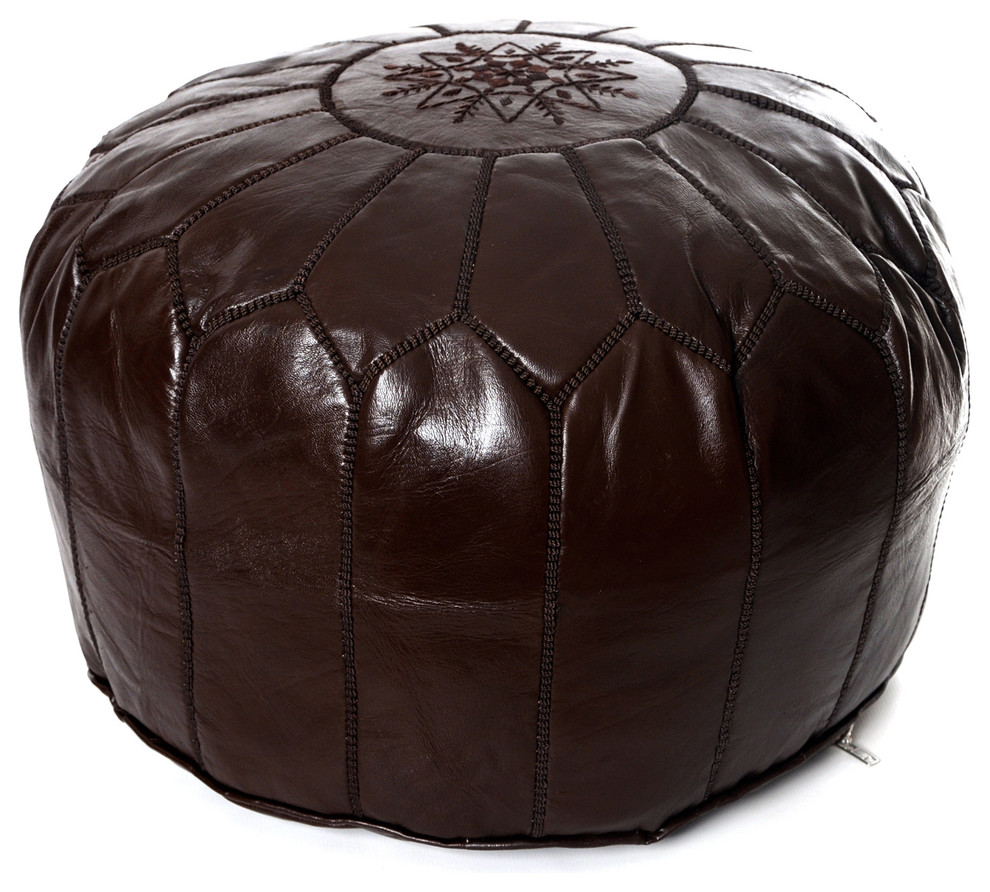 Moroccan Leather Pouf Mediterranean Floor Pillows And Poufs by
