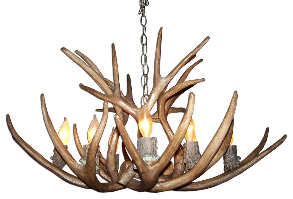 Reproduction Antler Mule Deer Chandelier Light, RS12 Rustic