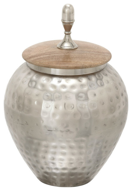 Contemporary Silver Metal Decorative Jars 37530