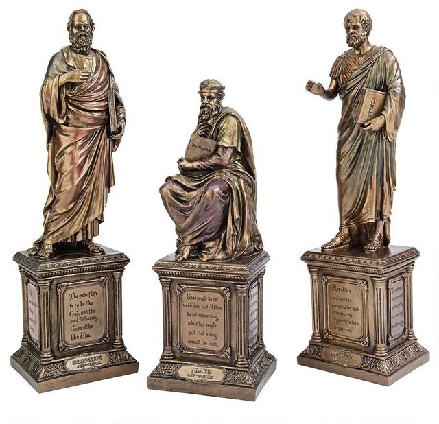 bronze finish - greek plato socrates aristotle statues bronze finish - greek plato socrates aristotle statues
