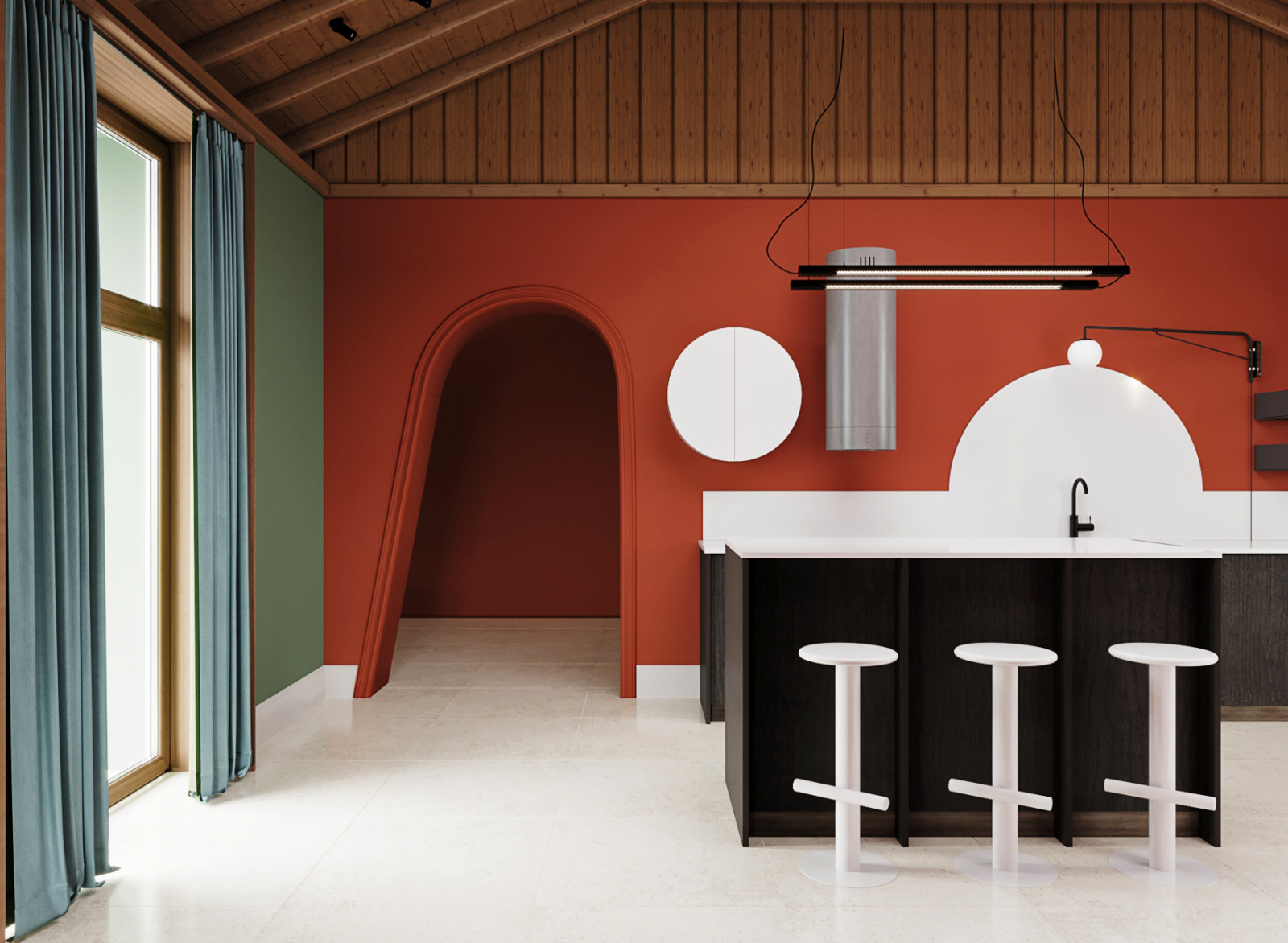 гостиная зона в частном доме Подмосковья