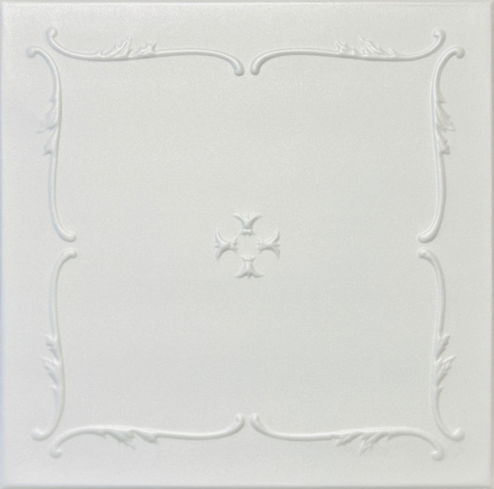 20"x20" Styrofoam Glue Up Ceiling Tiles, R5W Plain White Traditional