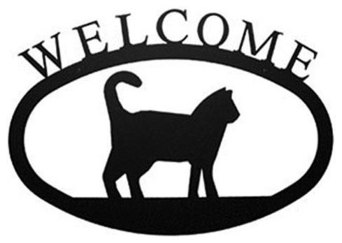 Wrought Iron Cat Welcome Home Sign Large Contemporary Novelty