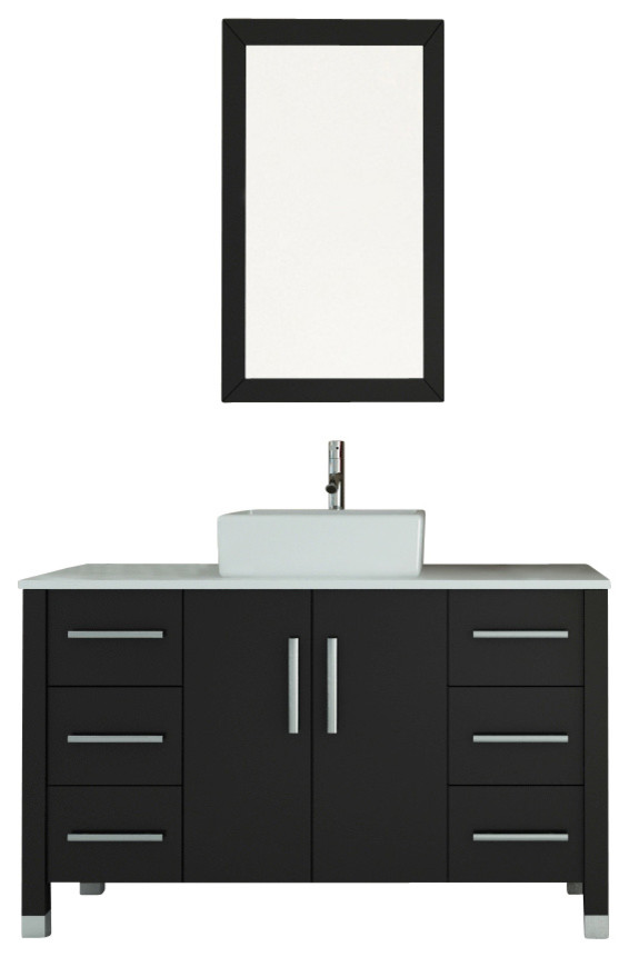 47" Grand Crater Single Vessel Sink Modern Bathroom Vanity with Stone