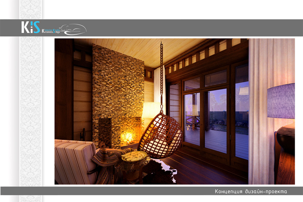 Дизайн проект гостиной в коттедже.