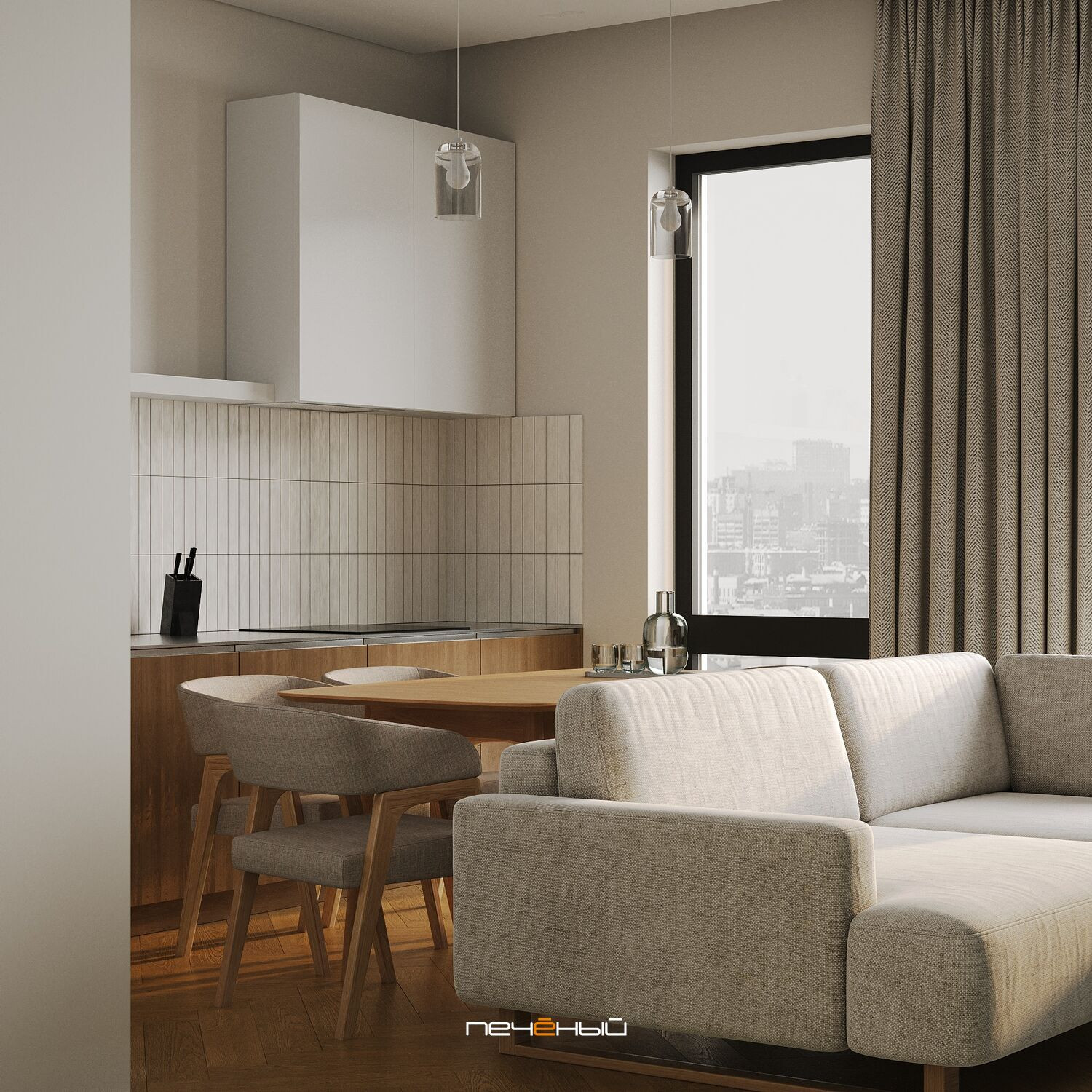 2025 Дизайн 2-комн. квартиры 64 м² в современном стиле, Москва, Павелецкая City