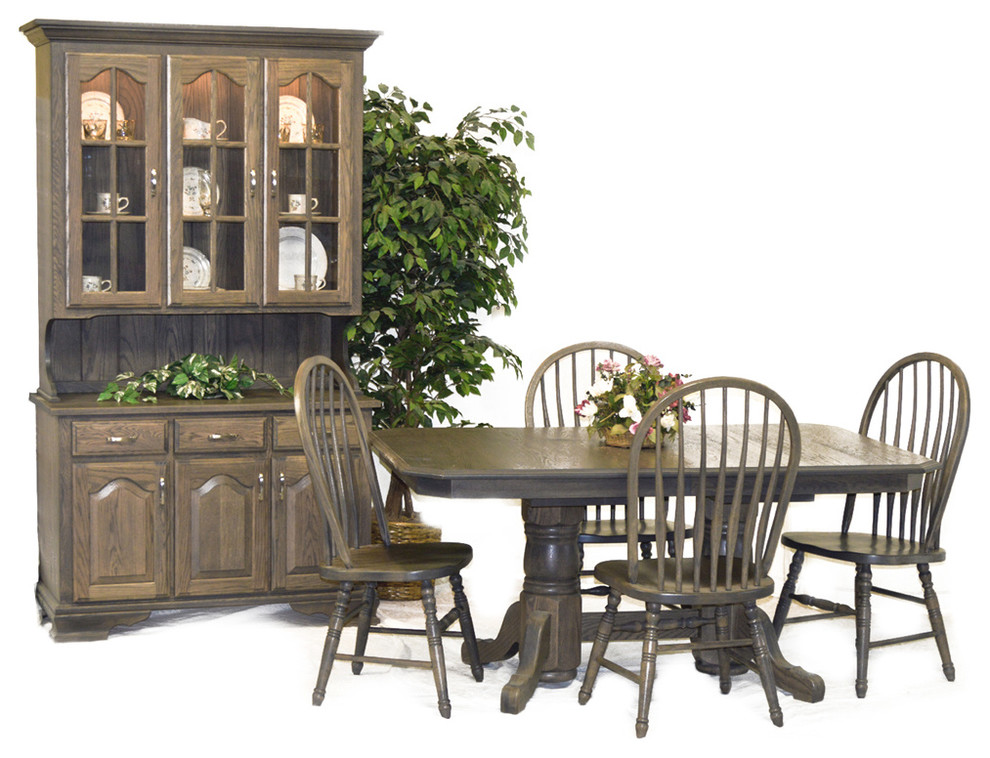 SLATE COUNTRY HUTCH WITH CLIP CORNER TABLE AND BENT FEATHER CHAIRS