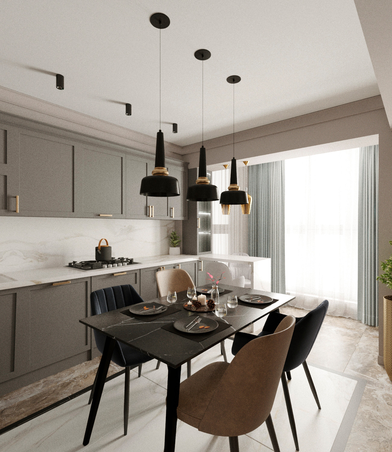 Квартира 100 квадратных метров в г.Кисловодске, Проект кухни