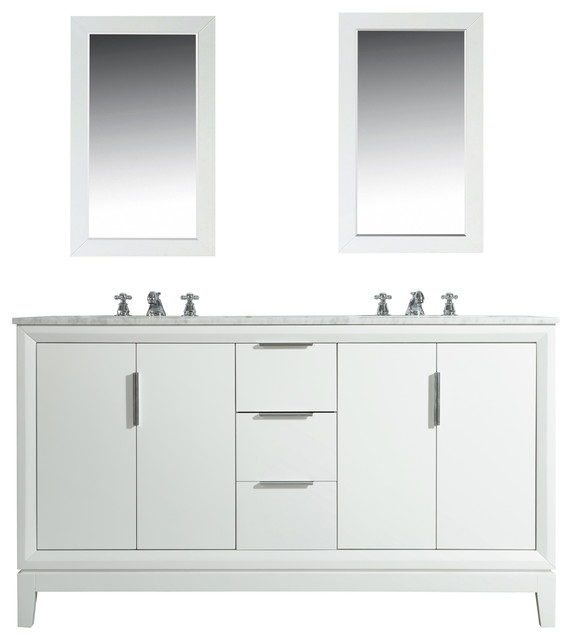 Elizabeth 60 Double Sink Carrara White Marble Vanity Pure Contemporary Bathroom Vanities And Consoles By Water Creation Houzz - Plain White Bathroom Sink