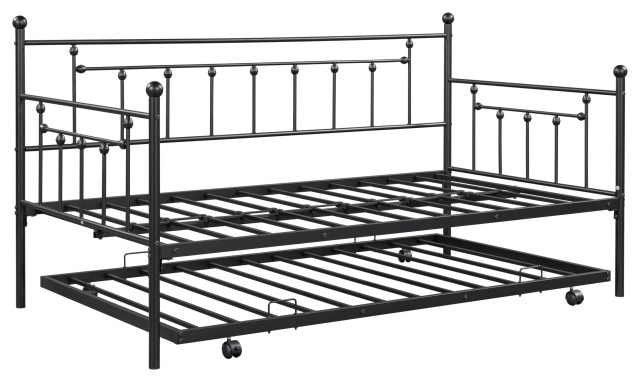 Elegant Golden Metal Daybed with Trundle - Twin Size