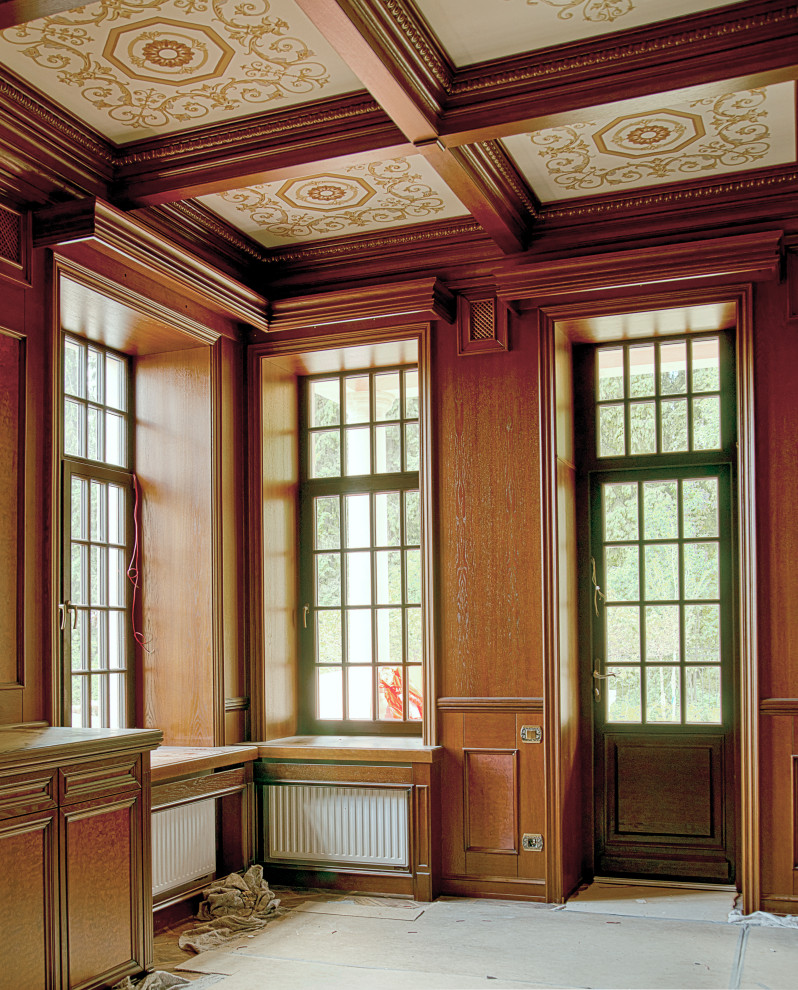 Дубовый окна с рустикальными накладками