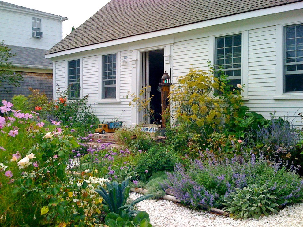 This is an example of a traditional garden in Boston with a vegetable garden.